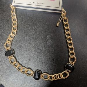 Elegant Gold and Black Chain Necklace